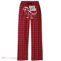 Santa Claws Dinosaur Christmas Women's Flannel Plaid Pajama Pants thumb 0