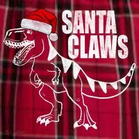 Santa Claws Dinosaur Christmas Women's Flannel Plaid Pajama Pants thumb 2