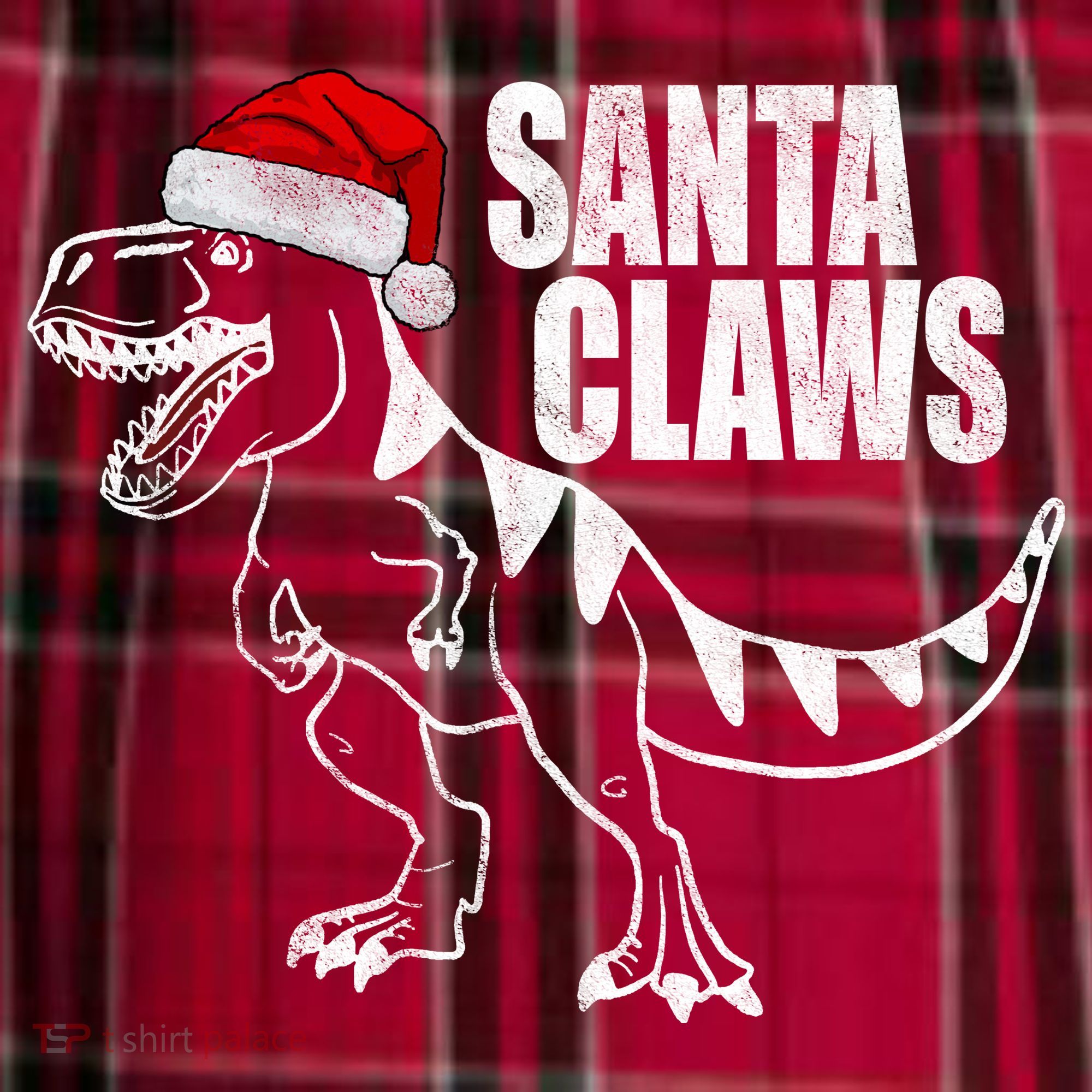 Santa Claws Dinosaur Christmas Women's Flannel Plaid Pajama Pants