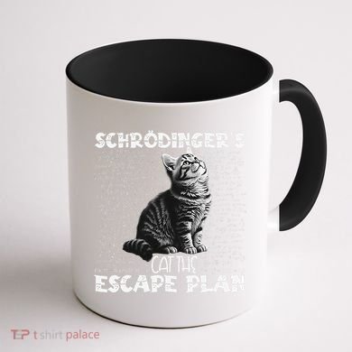SchröDingerS Cat Escape Plan Phyzique Design Funny Cat Coffee Mug back