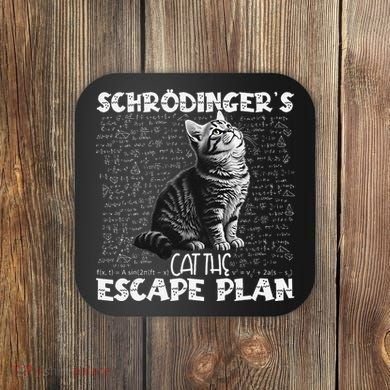 SchröDingerS Cat Escape Plan Phyzique Design Funny Cat Coaster