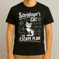 Schrodinger's Cat Escape Plan Funny School T-Shirt thumb 3
