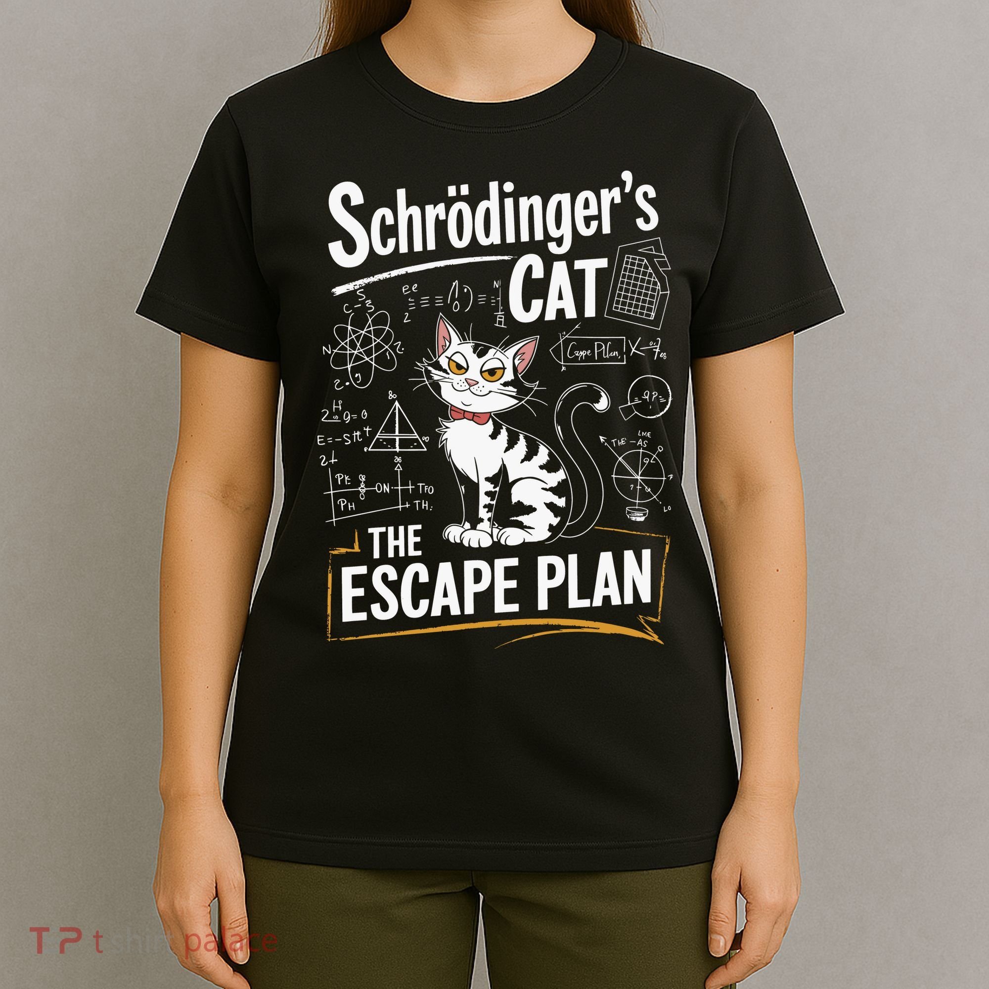 Schrodinger's Cat Escape Plan Funny School T-Shirt