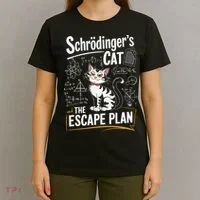 Schrodinger's Cat Escape Plan Funny School T-Shirt thumb 4