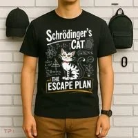 Schrodinger's Cat Escape Plan Funny School T-Shirt thumb 6