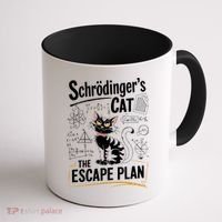 Schrodinger's Cat Escape Plan Funny School Coffee Mug thumb 1