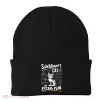 Schrodinger's Cat Escape Plan Funny School Beanie thumb 0
