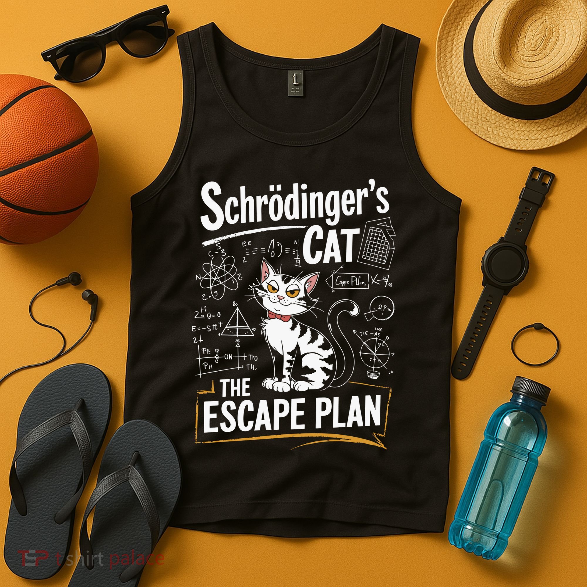 Schrodinger's Cat Escape Plan Funny School Tank Top