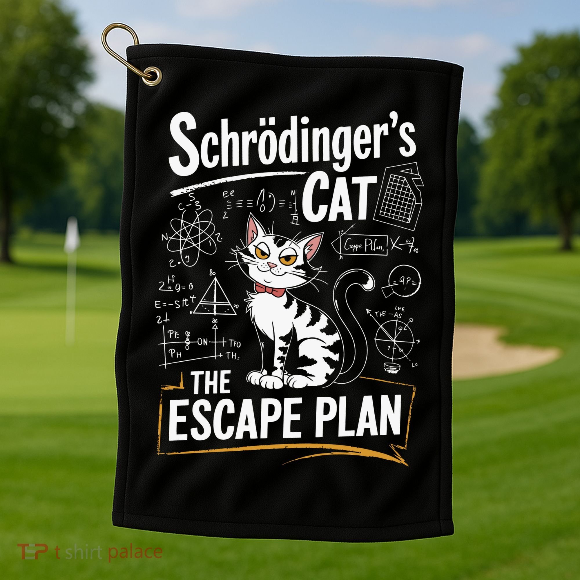 Schrodinger's Cat Escape Plan Funny School Golf Towel