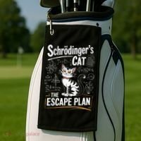 Schrodinger's Cat Escape Plan Funny School Golf Towel thumb 2