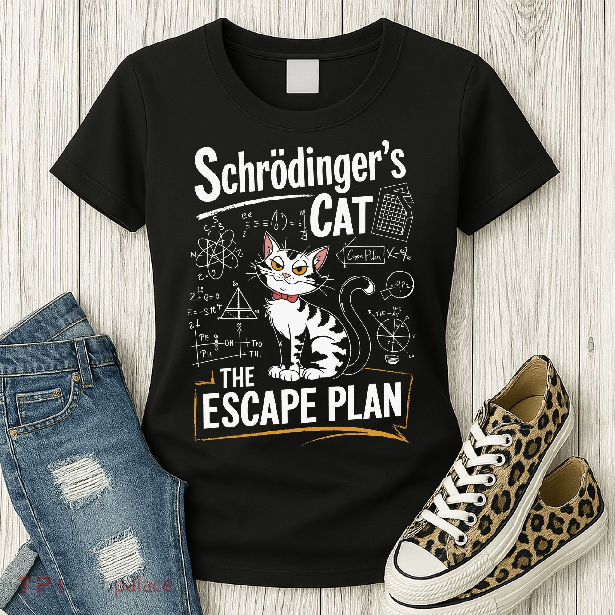 Schrodinger's Cat Escape Plan Funny School Women's T-Shirt