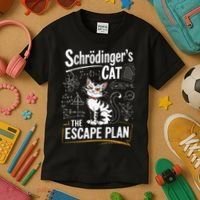 Schrodinger's Cat Escape Plan Funny School Kids T-Shirt thumb 3