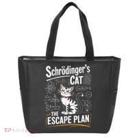 Schrodinger's Cat Escape Plan Funny School Tote Bag thumb 0