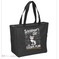 Schrodinger's Cat Escape Plan Funny School Tote Bag thumb 2