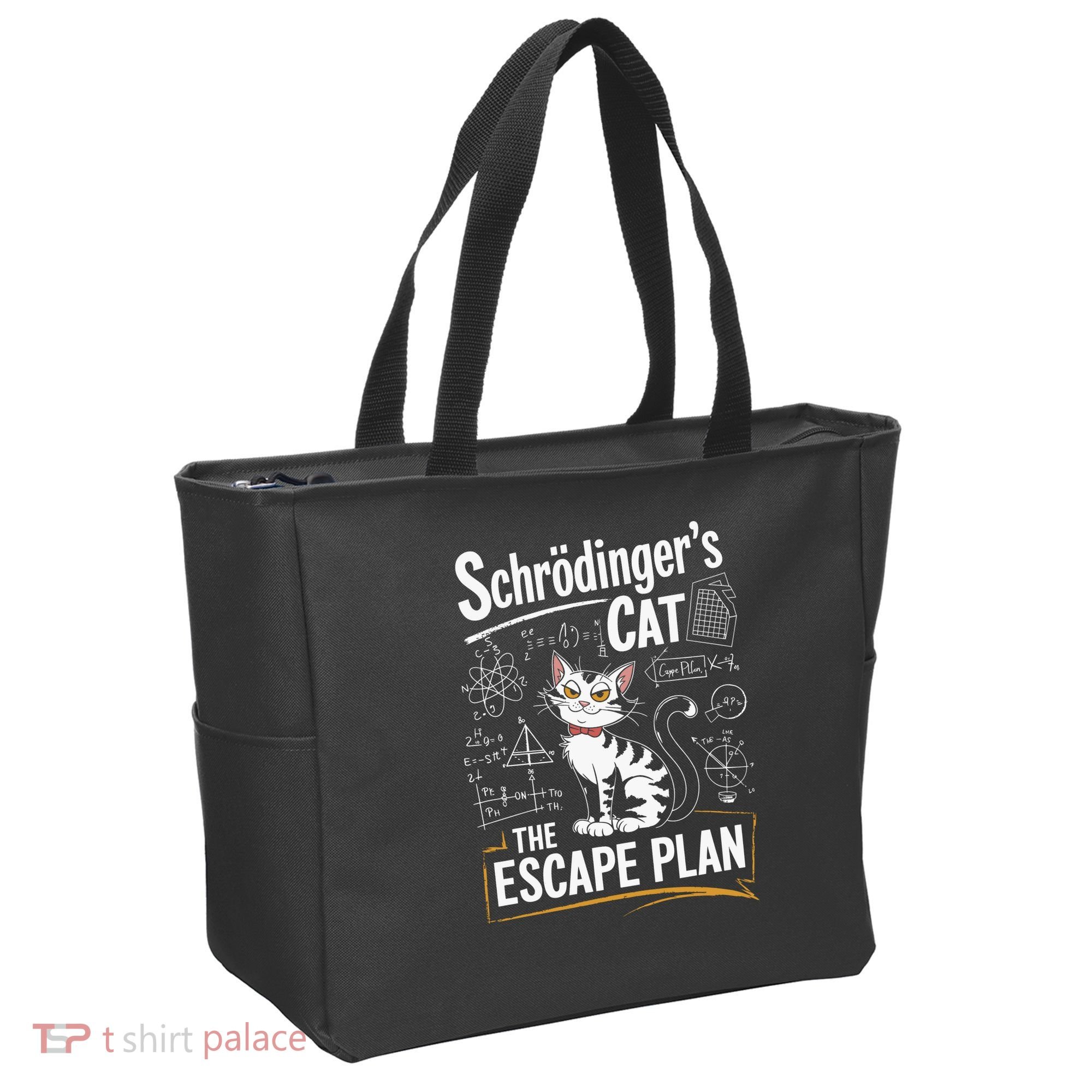 Schrodinger's Cat Escape Plan Funny School Tote Bag