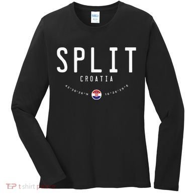 Split Croatia Flag Women's Long Sleeve Shirt