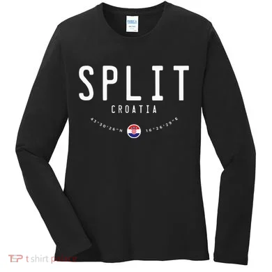 Split Croatia Flag Women's Long Sleeve Shirt