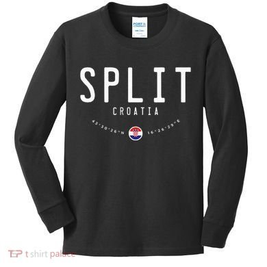 Split Croatia Flag Kids Long Sleeve Shirt