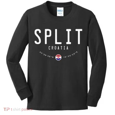 Split Croatia Flag Kids Long Sleeve Shirt
