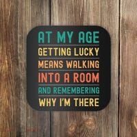 Senior Citizens Funny Saying At My Age Getting Lucky Jokes  Coaster thumb 0