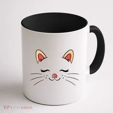 Sleeping Cat Face Coffee Mug back