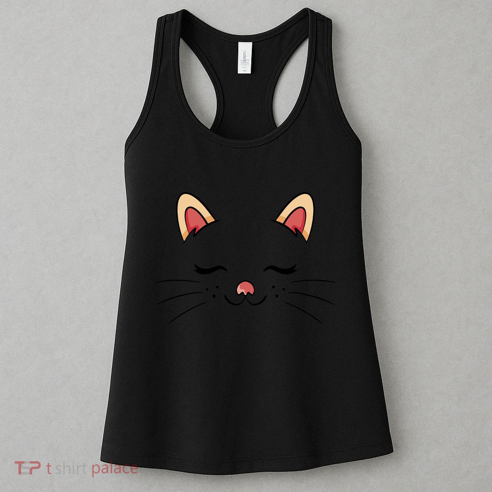 Sleeping Cat Face Women's Tank Top