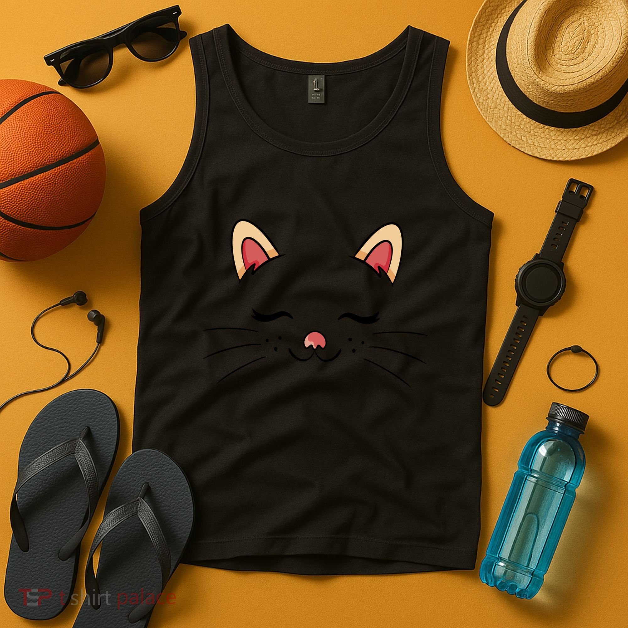 Sleeping Cat Face Tank Top