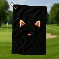 Sleeping Cat Face Golf Towel thumb 1