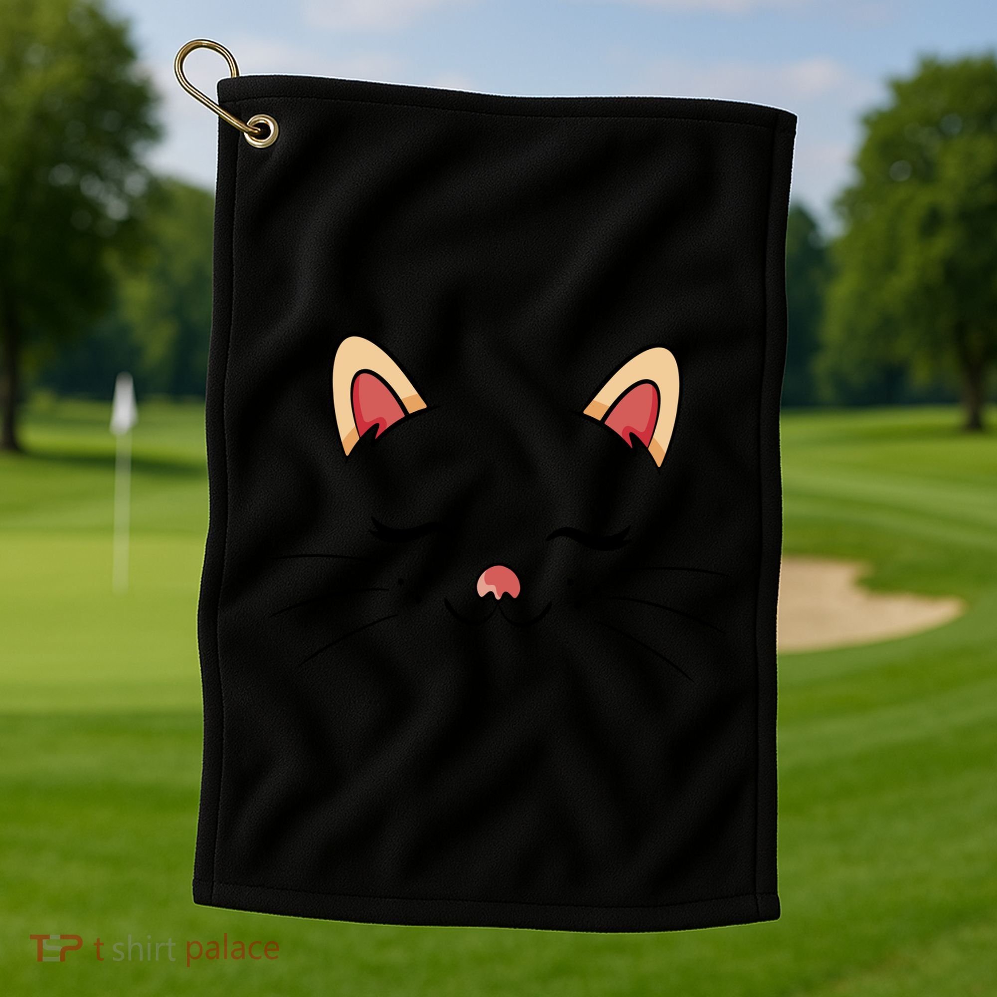 Sleeping Cat Face Golf Towel