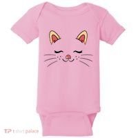 Sleeping Cat Face Baby Bodysuit thumb 0