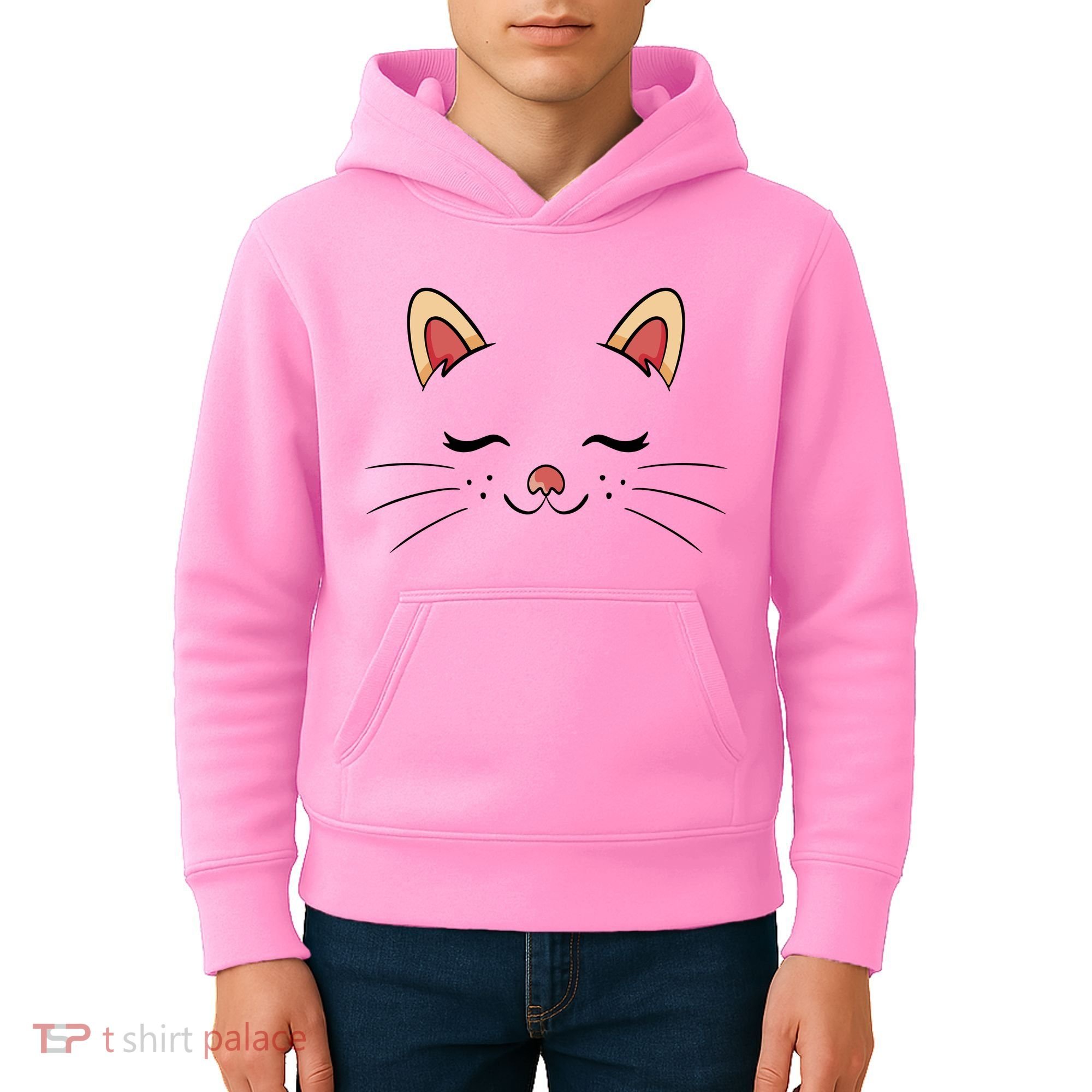 Sleeping Cat Face Kids Hoodie