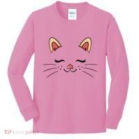 Sleeping Cat Face Kids Long Sleeve Shirt thumb 0
