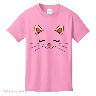 Sleeping Cat Face Kids T-Shirt