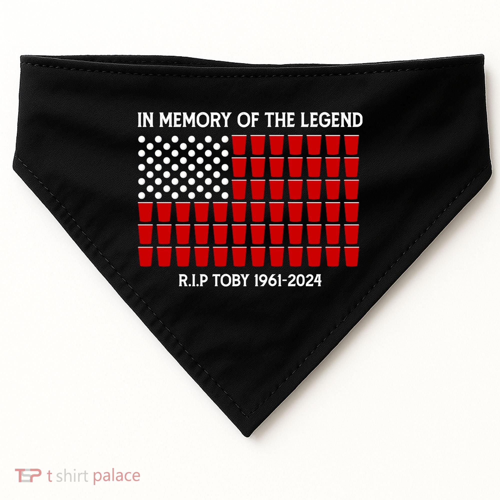Solo Cup Flag Rip The Legend Toby USA-Made Doggie Bandana