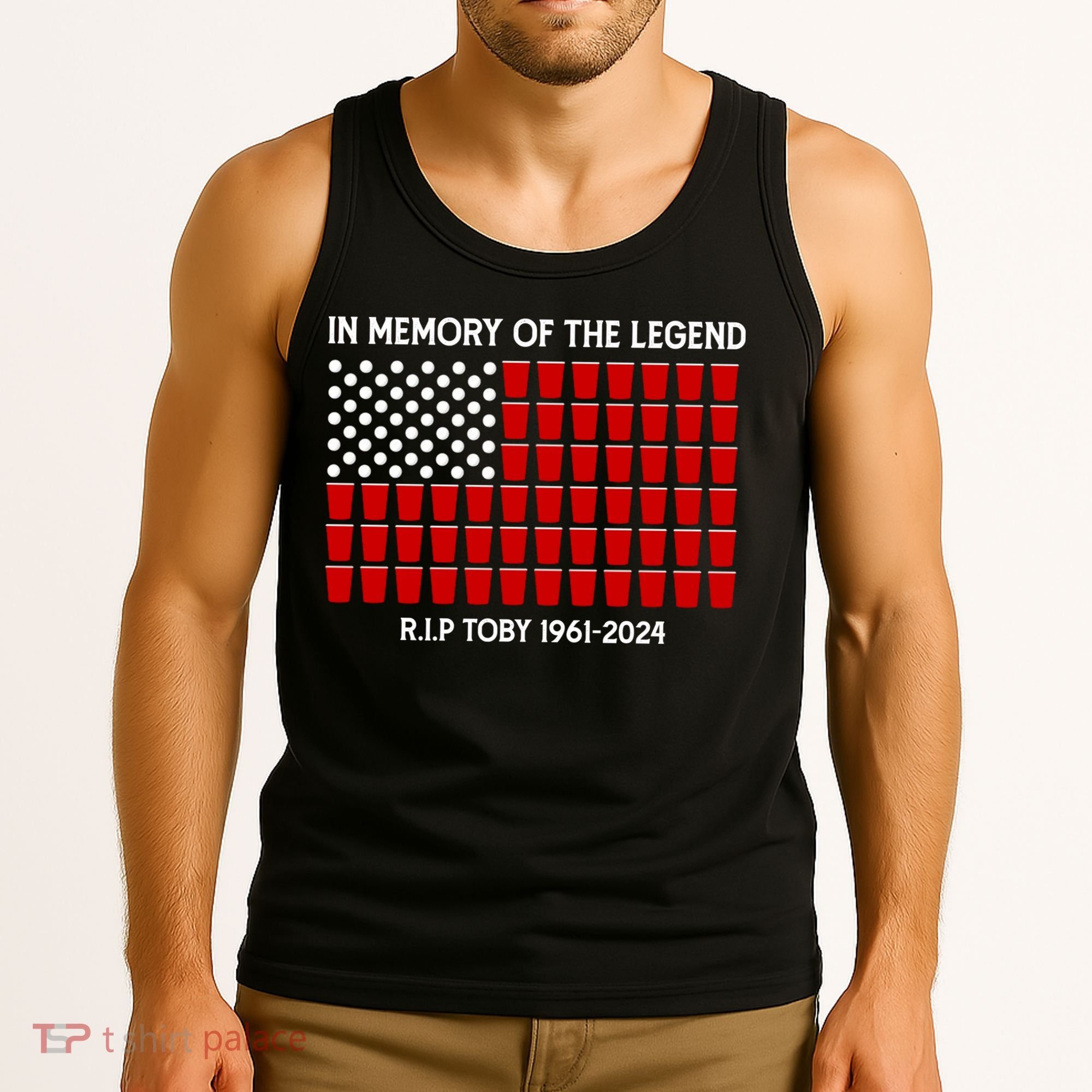 Solo Cup Flag Rip The Legend Toby Tank Top