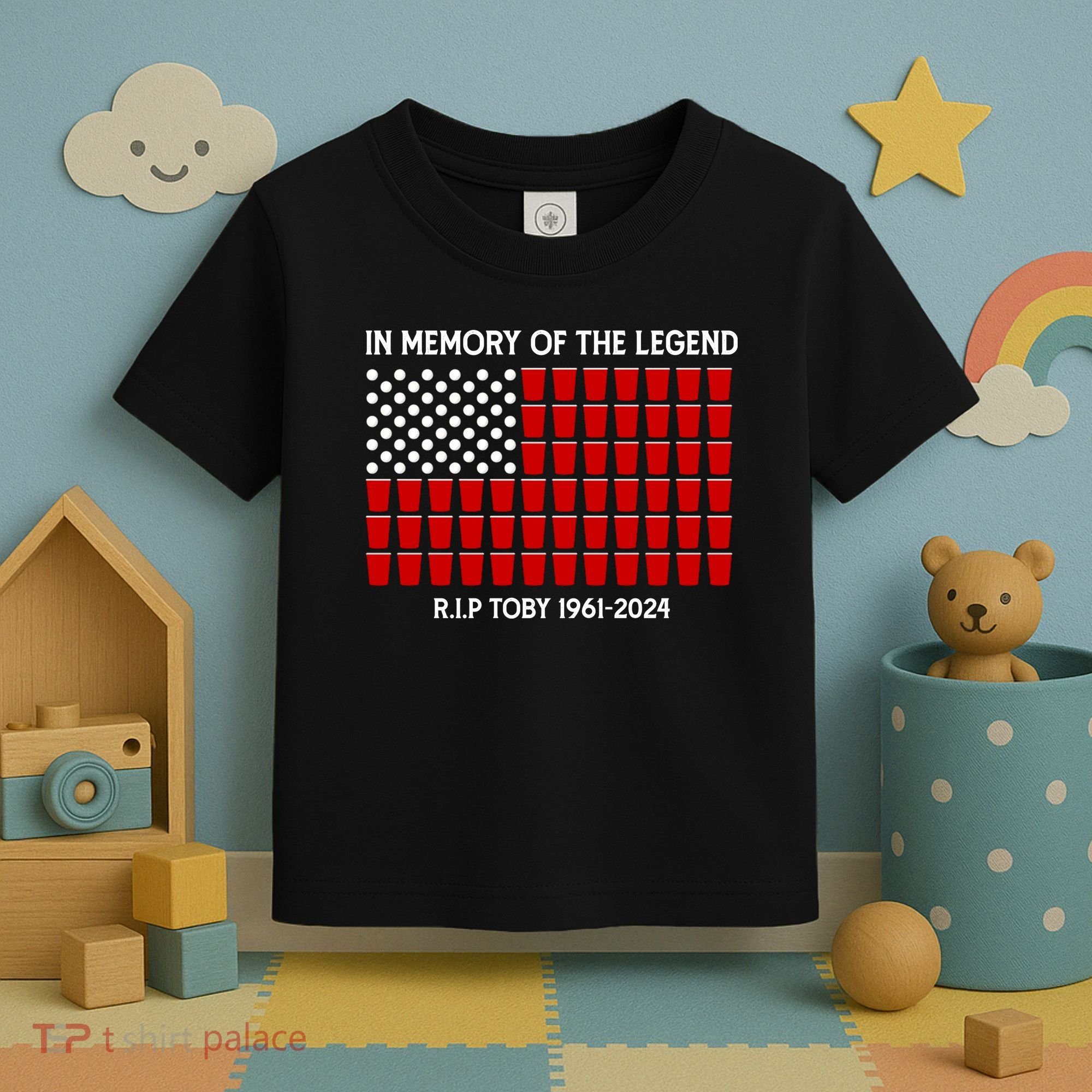 Solo Cup Flag Rip The Legend Toby Toddler T-Shirt