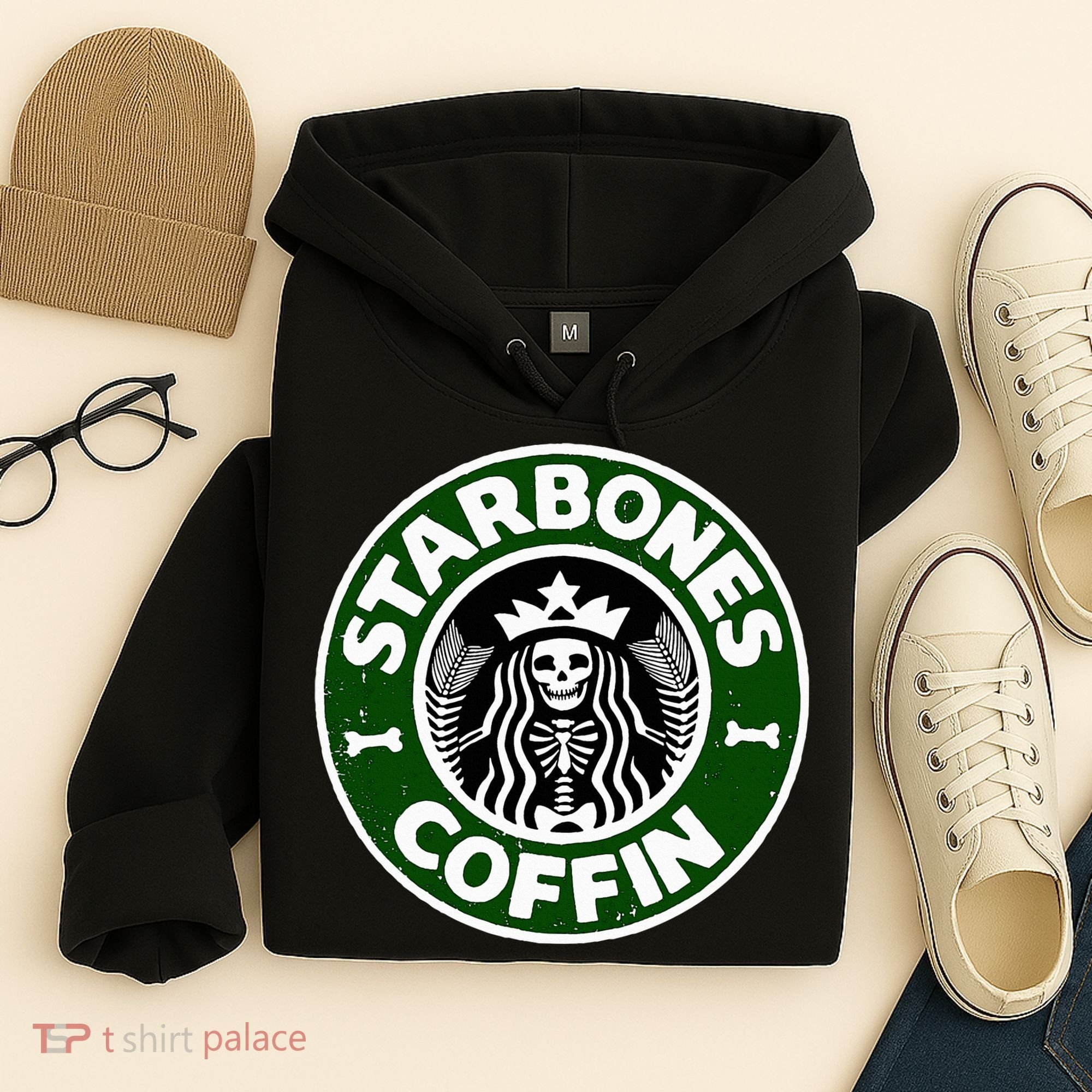Starbones Coffin Funny Horror Coffee Hoodie