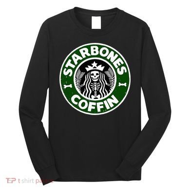 Starbones Coffin Funny Horror Coffee Long Sleeve Shirt