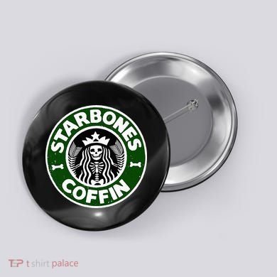 Starbones Coffin Funny Horror Coffee Button