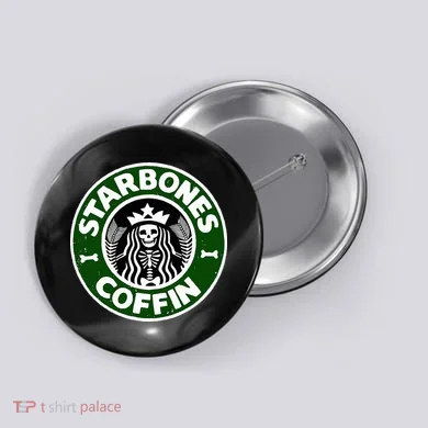 Starbones Coffin Funny Horror Coffee Button