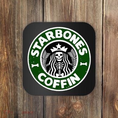 Starbones Coffin Funny Horror Coffee Coaster