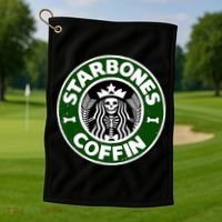 Starbones Coffin Funny Horror Coffee Golf Towel thumb 1