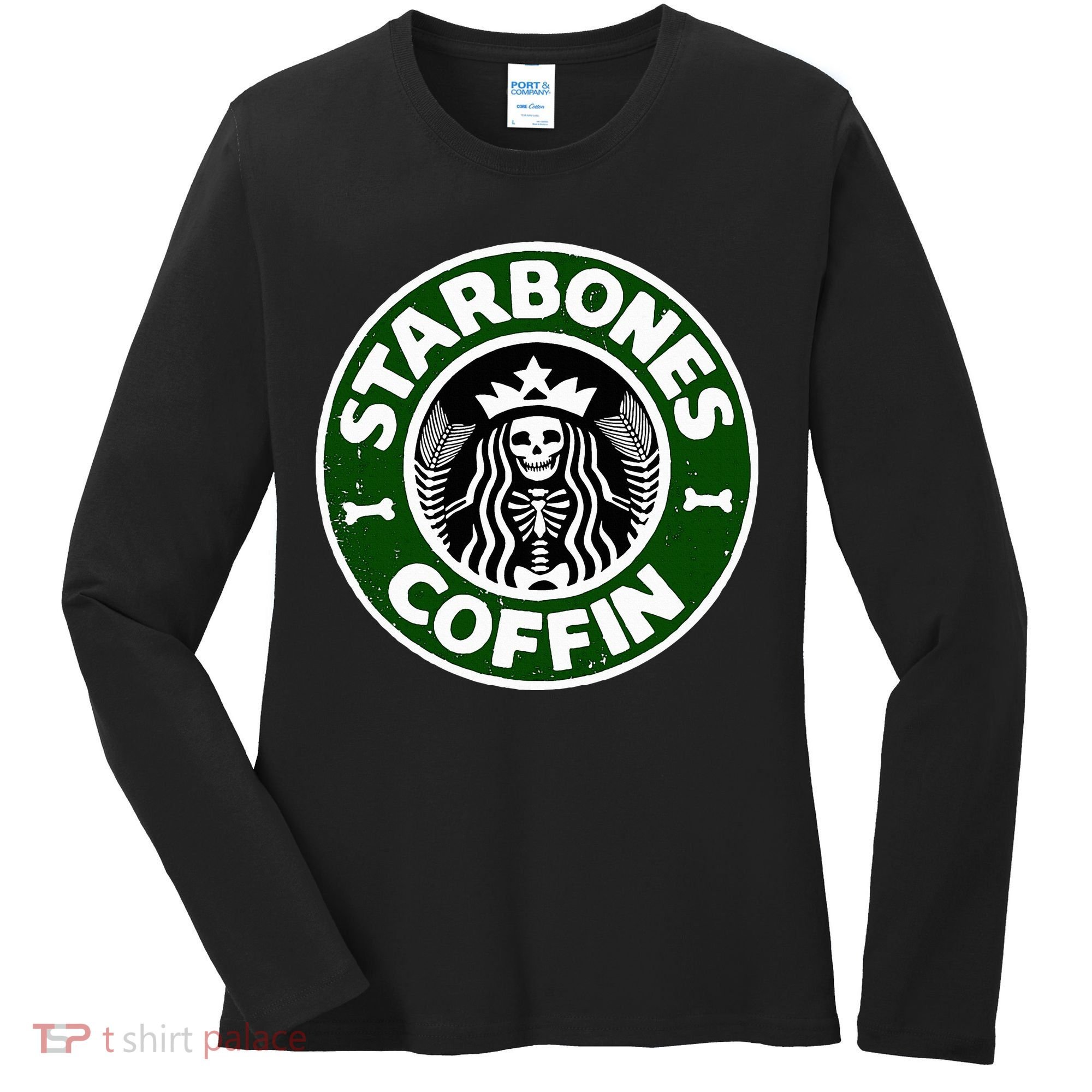 Starbones Coffin Funny Horror Coffee Women's Long Sleeve Shirt