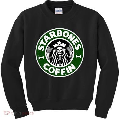 Starbones Coffin Funny Horror Coffee Kids Sweatshirt