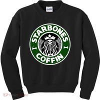 Starbones Coffin Funny Horror Coffee Kids Sweatshirt thumb 0