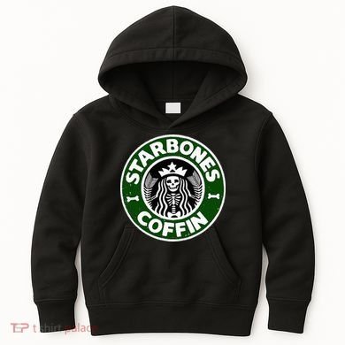 Starbones Coffin Funny Horror Coffee Kids Hoodie