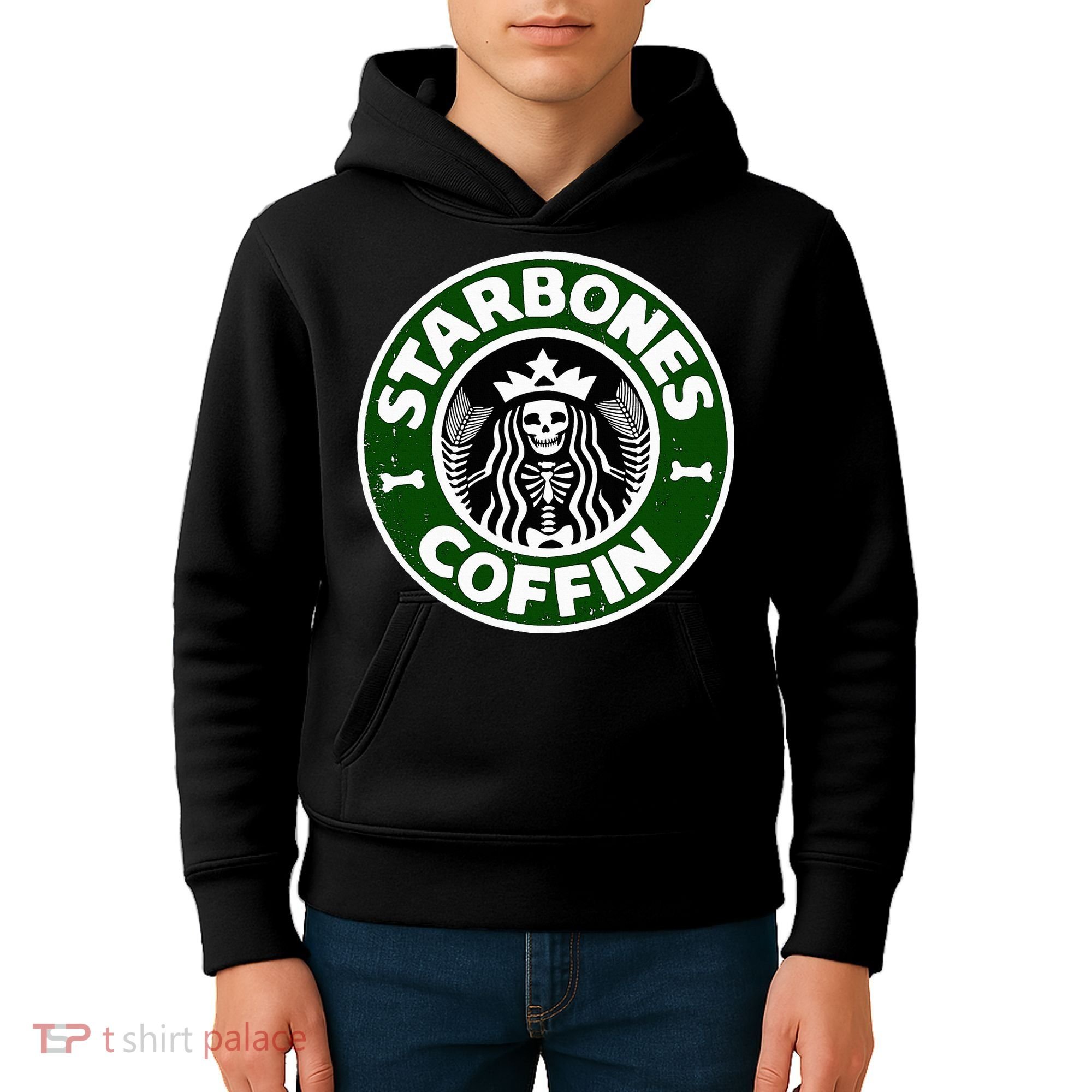 Starbones Coffin Funny Horror Coffee Kids Hoodie