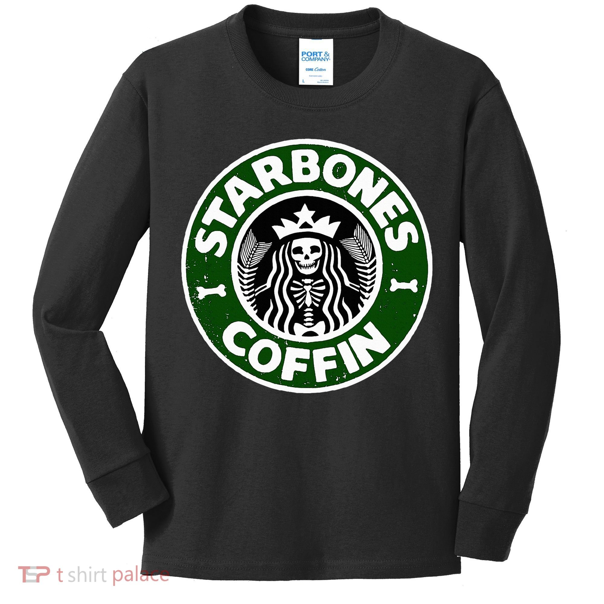 Starbones Coffin Funny Horror Coffee Kids Long Sleeve Shirt