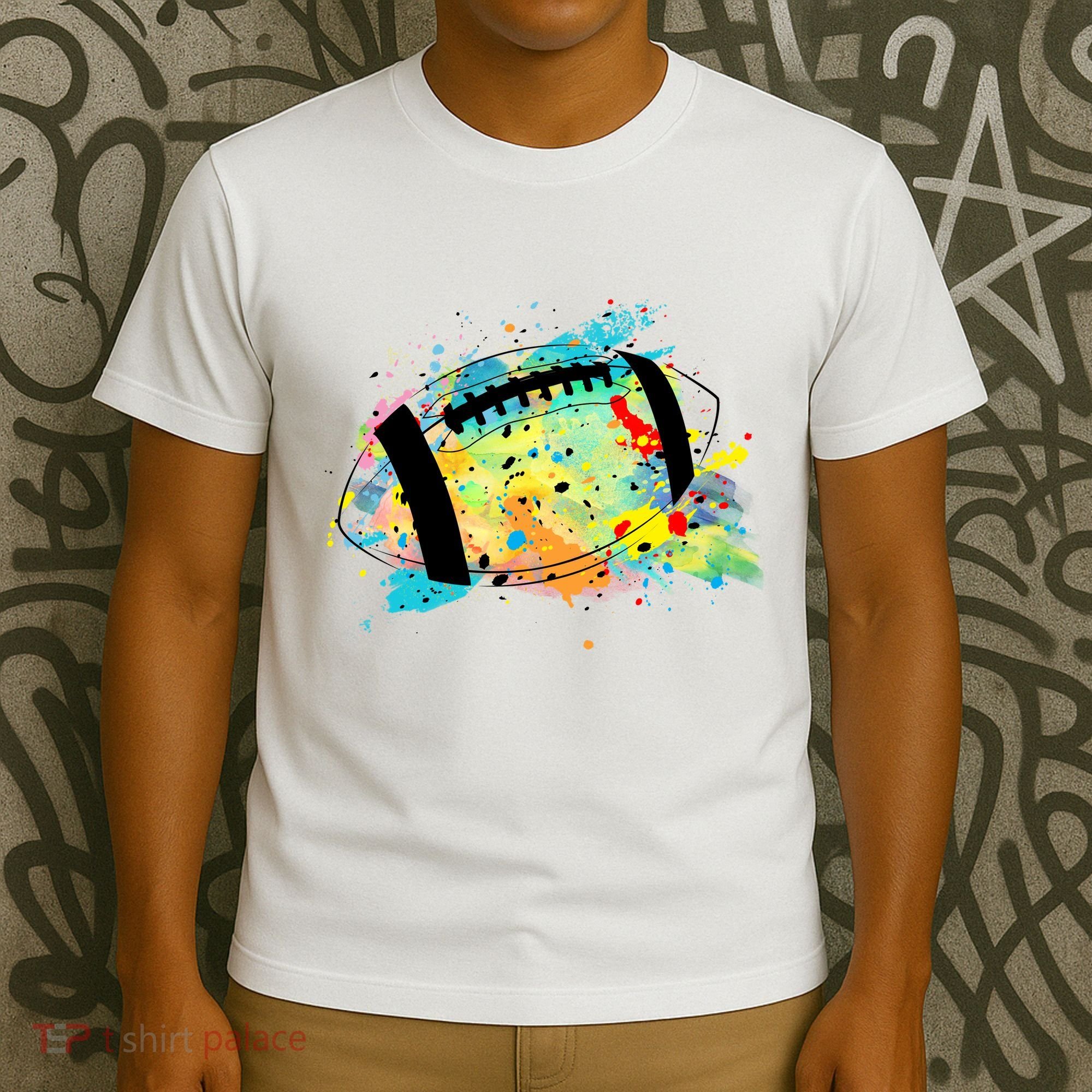 Splattered Colorful Football Lover T-Shirt
