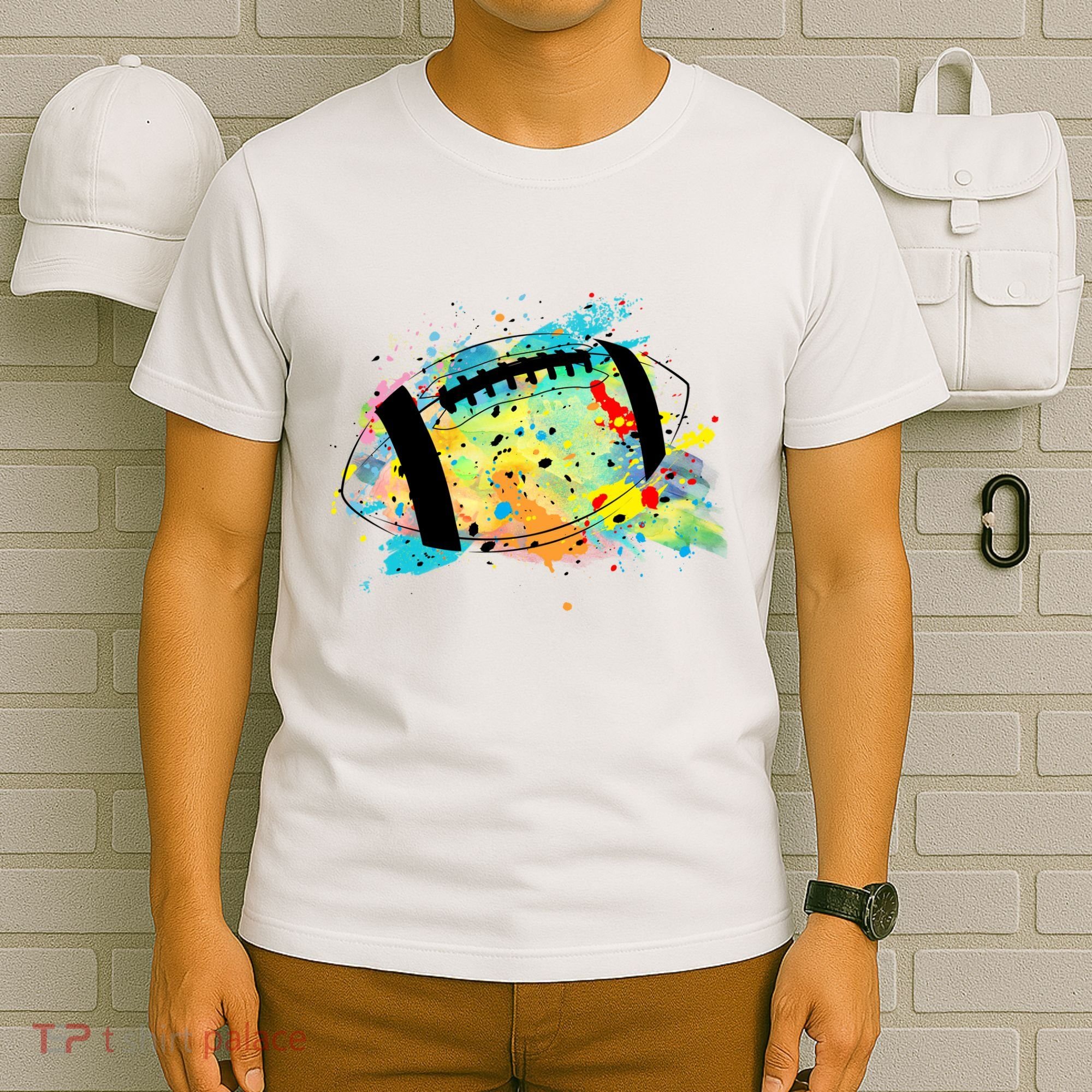 Splattered Colorful Football Lover T-Shirt